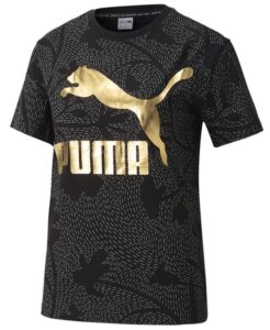 Dámské tričko Puma Classics AOP Černá / Zlatá