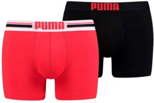 Boxerky Puma Placed Logo Boxer 2 pack Černá / Červená