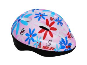 Sulov Dětská cyklo helma Junior sv. růžová s květy