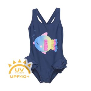 COLOR KIDS-Swimsuit W. Application-7198-Dark Denim Modrá 110