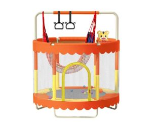 Sedco Dětská trampolína 140 cm s ochrannou sítí a vybavením – oranžová