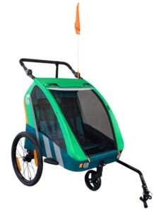 Bellelli - Trailblazer dětský kombinovaný zelený vozík za kolo + kočárek pro 2 děti